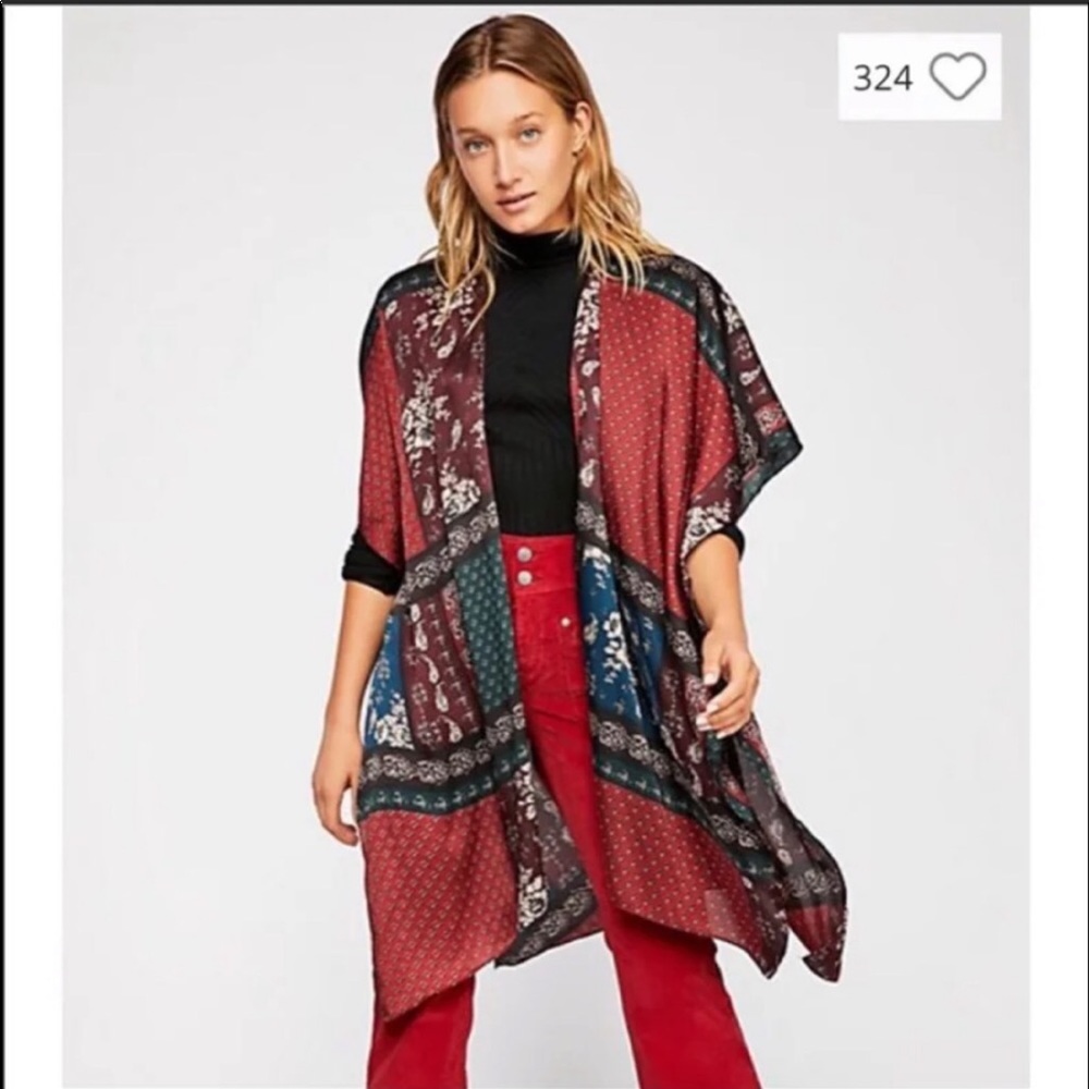 FREE PEOPLE Cheri silk patchwork kimono